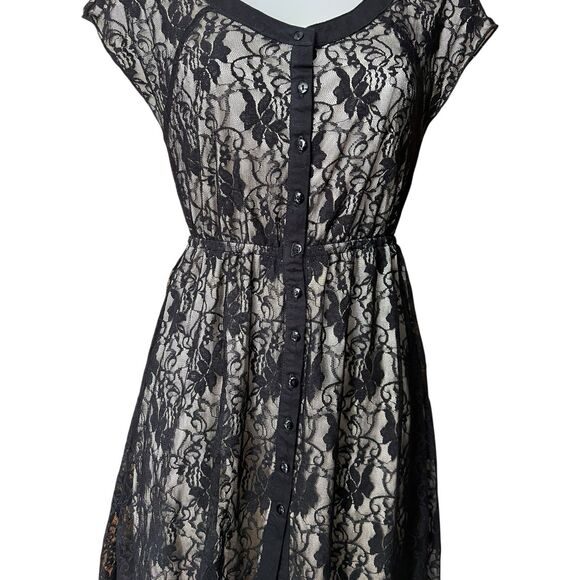Kimchi Blue Fit and Flare Black Lace Dress Sz XS Whimsigoth Dark Academia Twee - Picture 8 of 11